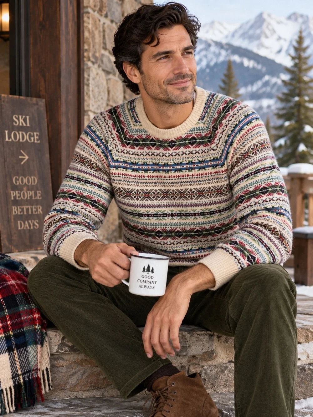 J.Crew Mens Fair Isle Lambswool Blend Sweater Large Nordic Heritage Scandinavian